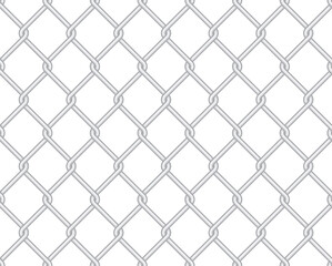 Naklejka premium Seamless vector texture 3D grey wire fence. White background