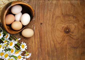 natural organic eggs, rustic style Easter
