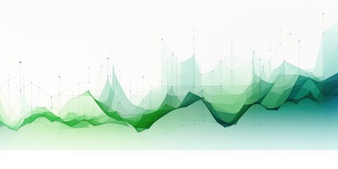 Abstract data and information visualization, increasing function and line graph concept, in tones of green and teal.