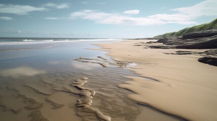 Serenity of the Seaside Tranquil Low Tide Beach Scene