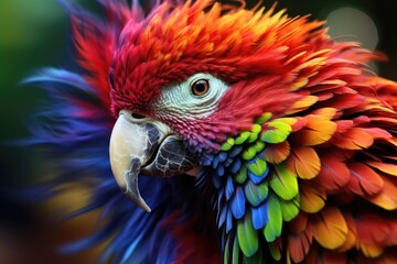 Fototapeta premium a parrot with feathers dyed in rainbow hues