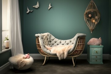 Velvet cot for a chic childrens room, offering comfort and style