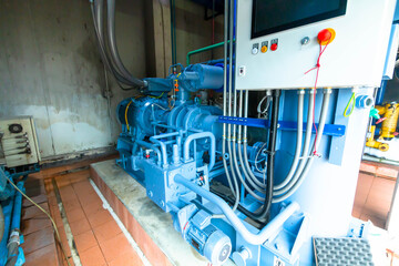 Industrial compressor refrigeration station at manufacturing factory