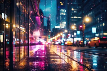 Fototapeta na wymiar colorful bokeh lights from citys bustling nightlife