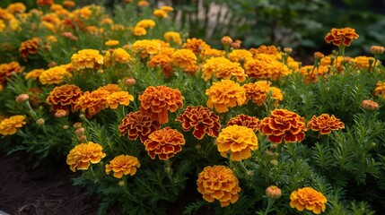 Vibrant Blooms French Marigolds - Garden Splendor in Petal Richness