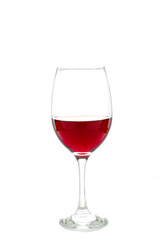 Red wine in a glass isolated on white background