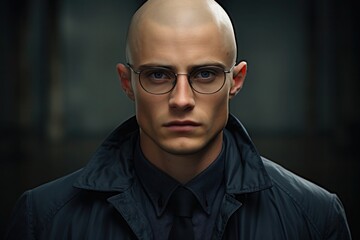 photo portrait of a bald man