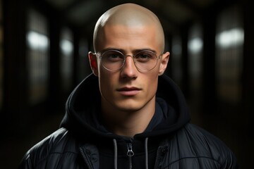 photo portrait of a bald man