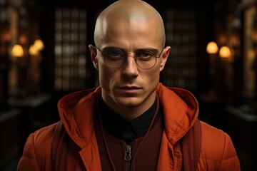 photo portrait of a bald man