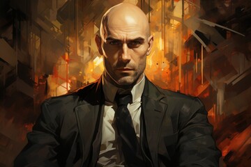 photo portrait of a bald man