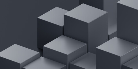 Abstract 3d render, dark geometric background design