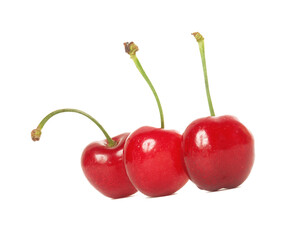 Fresh cherries fruit isolated on transparent png background