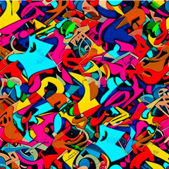 Colorful Modern Abstract Urban Style Hiphop Graffiti Street Art Pattern
