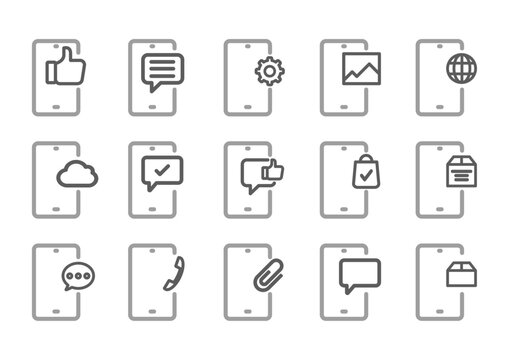 Collection et planche icones smartphone téléphone icone reunion travail