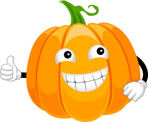 Cute cartoon pumpkin character design. Happy Halloween day concept. Illustration.