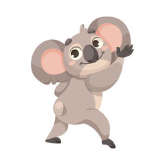 Obraz na płótnie Canvas Cute Koala Character with Large Ears and Nose Dancing Vector Illustration