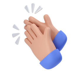 3D Clapping Hands applauding dark skin icon transparent png, agreement and success concept render illustration