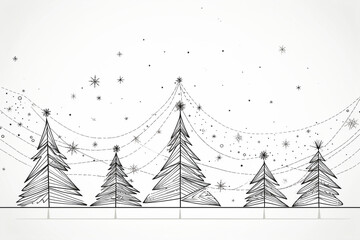 Christmas tree single line art