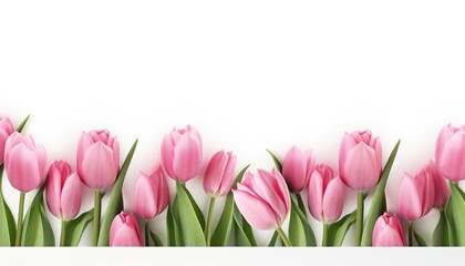 pink tulips frame isolated on white