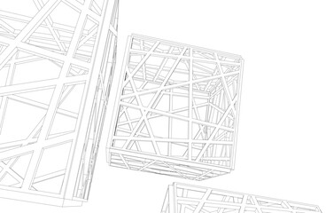 Architectural background. Cube lattice construction