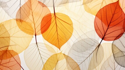 Abstract  translucent layered fallen autumnal leaves, macro nature, autumn fall illustration background texture pattern