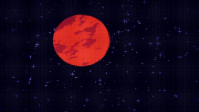 ゲームのドット絵風　海王星から太陽に至るまで、太陽系の惑星を通過するアニメ動画
