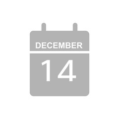 calendar icon on a white background, 14 number, vector illustration