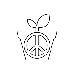 icon of a plant in a pot, peace, vector illustration