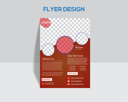 fiyer design, blue colour, Corporate Presentation Collection, Portfolio, Vector Illustration, layout, template A4 size.