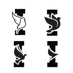 Fototapeta premium Initials Logo Design Alphabet Letter I & Dove Logo Design Concept