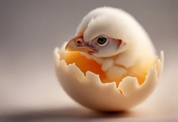 Fotobehang baby  chicken in an egg © Richard
