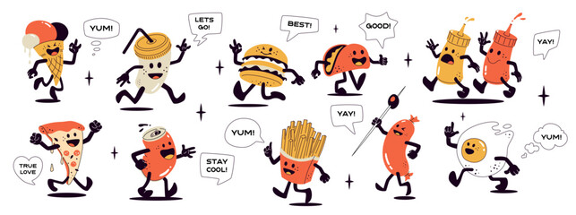 Fast Food Retro Mascot Character Set - 646391149