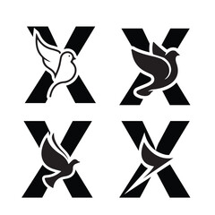 Initials Logo Design Alphabet Letter X & Dove Logo Design Concept