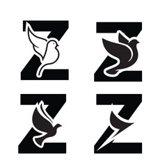 Initials Logo Design Alphabet Letter Z & Dove Logo Design Concept