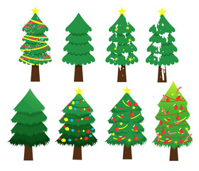Set vector flat design Christmas tree icon.