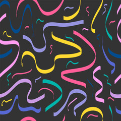 Scribbles. Colorful seamless background with sinuous lines. Minimalistic color pattern for fabric, texture, wallpaper and creative design