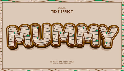 decorative mummy halloween cute editable text effect vector design