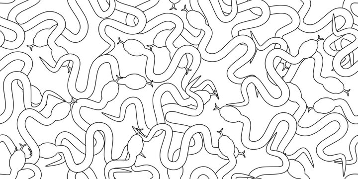 black white pile of snakes seamlesss pattern