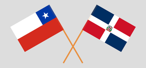 Crossed flags of Chile and Dominican Republic. Official colors. Correct proportion