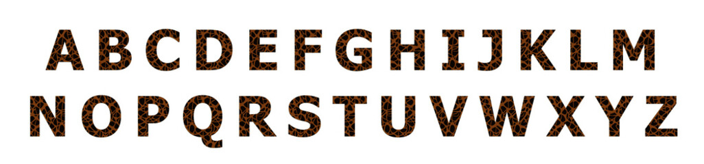 all english alphabet isolated on white or transparent background, 