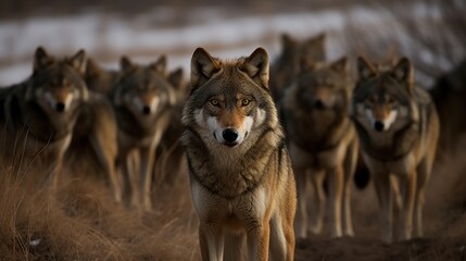 Wolf Pack Unites in the Wilderness, A Display of Strength and Unity