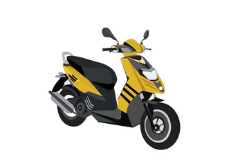 Vector illustration of side view of cool yellow color automatic Scooter.
