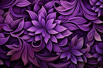 Abstract purple floral wallpaper background. Generative AI - obrazy, fototapety, plakaty
