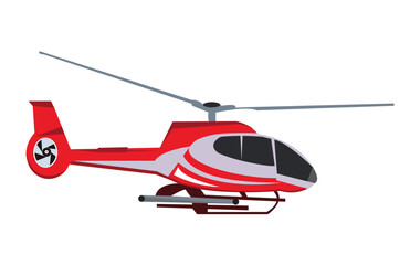 Graphic illustration of red Helicopter.
