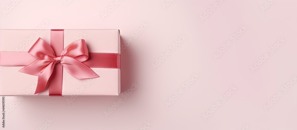 Aufkleber birds eye view of a white gift box on isolated pastel background copy space of considerable height a
