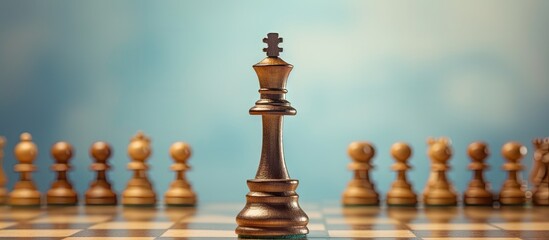 Chess captured on camera on a board isolated pastel background Copy space