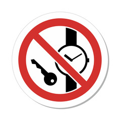 ISO Prohibition Sign: No Metallic Articles Or Watches Symbol