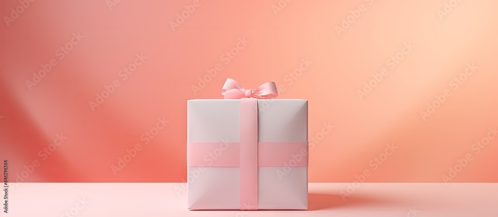 Aufkleber birds eye view of a white gift box on isolated pastel background copy space of considerable height a