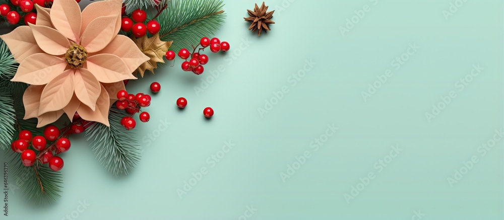 Aufkleber christmas ornaments in red and black with space for text isolated pastel background copy space