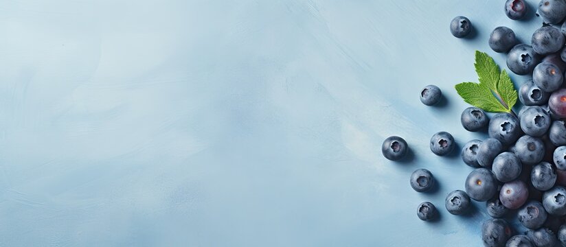 Blueberries on a isolated pastel background Copy space